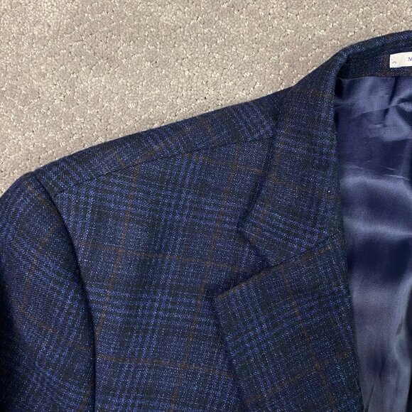Peter Millar Windowpane Blazer Sport Coat Men's 42R Fit 42S Blue Soft Wool Plaid - Picture 3 of 16